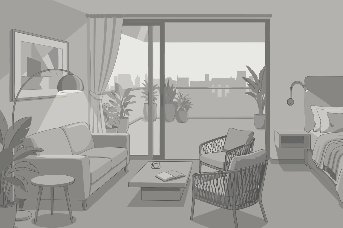 Apartamento de 1 Quarto com Vista da Piscina